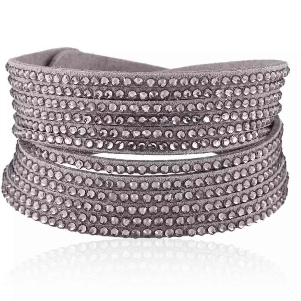 Gray rhinestone wrap bracelet NEW